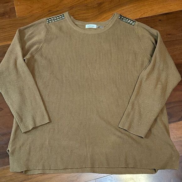 Calvin Klein women’s caramel brown/tan‎ studded sweater in XL - Picture 1 of 8